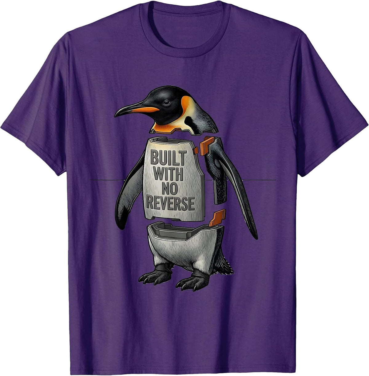 Built With No Reverse Funny Penguin Martial Arts Dark Humor T-Shirt - Purple
