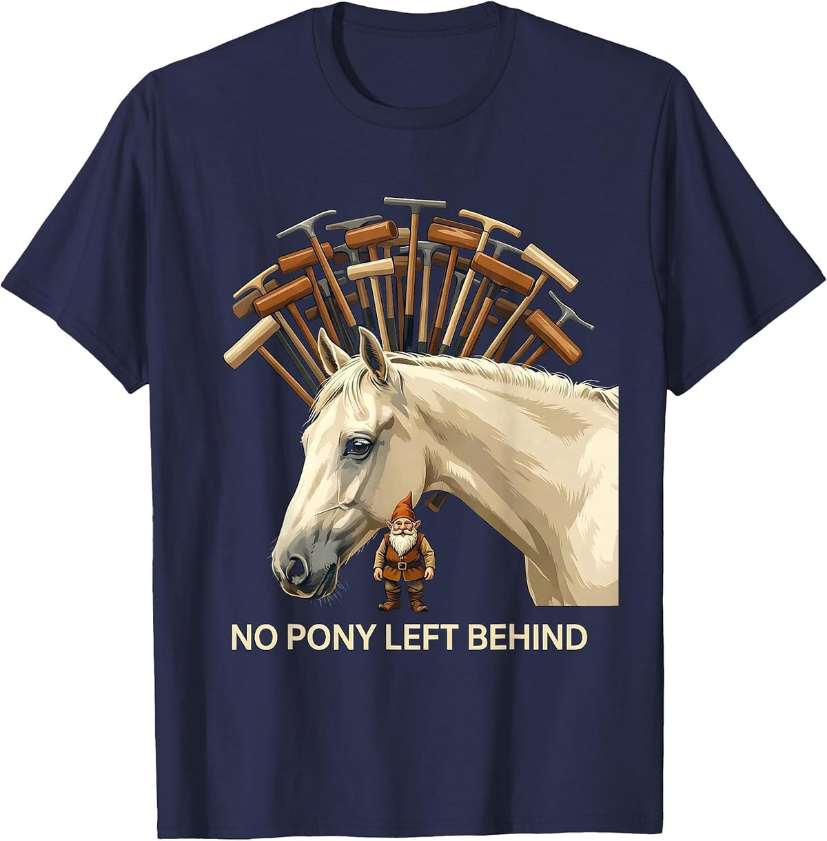 No Pony Left Behind Polo Player Equestrian Sport Fan T-Shirt - Navy Blue