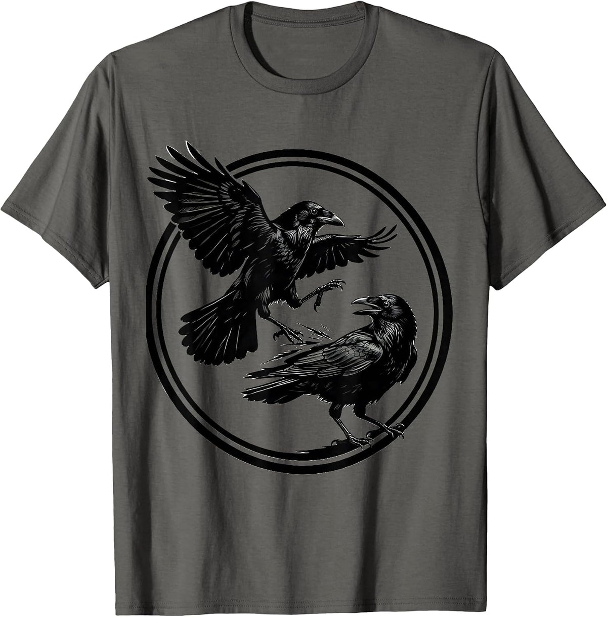 Fawk Off Crow Funny Bird Illustration T-Shirt - Asphalt Grey