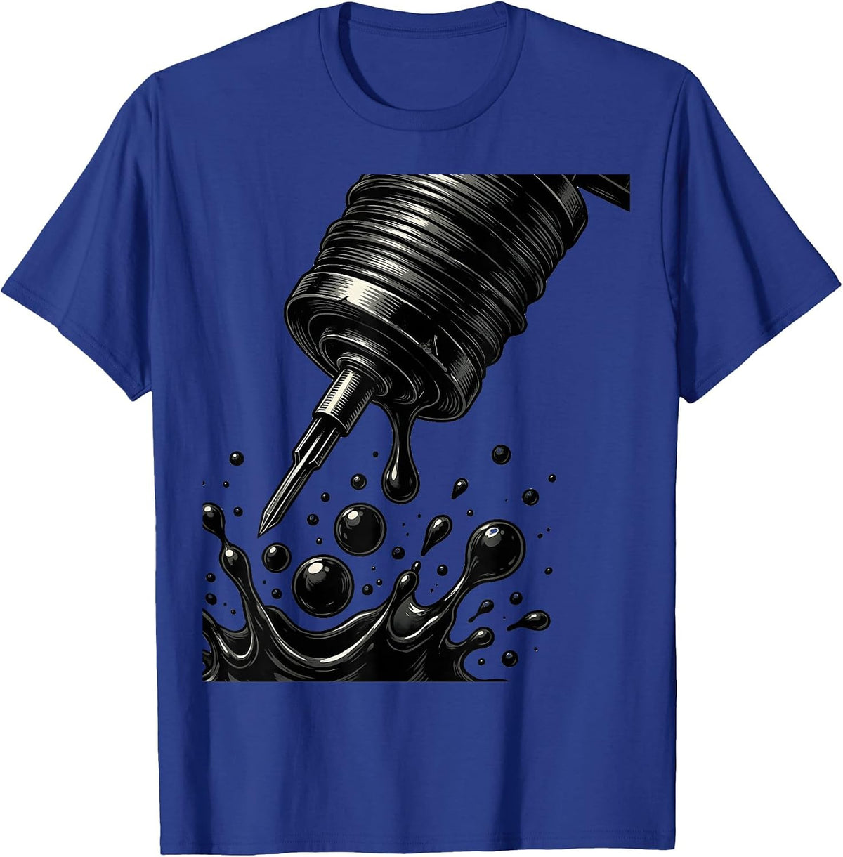 Tattoo Machine Dripping Ink Drop Art Design T-Shirt - Royal Blue