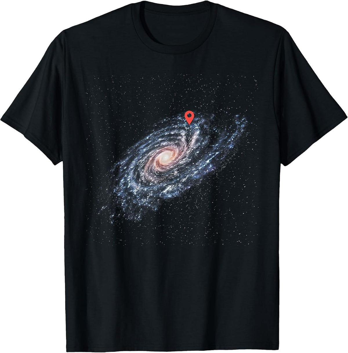 You are Here Galaxy Map Universe Pin Milky Way Location T-Shirt - Black