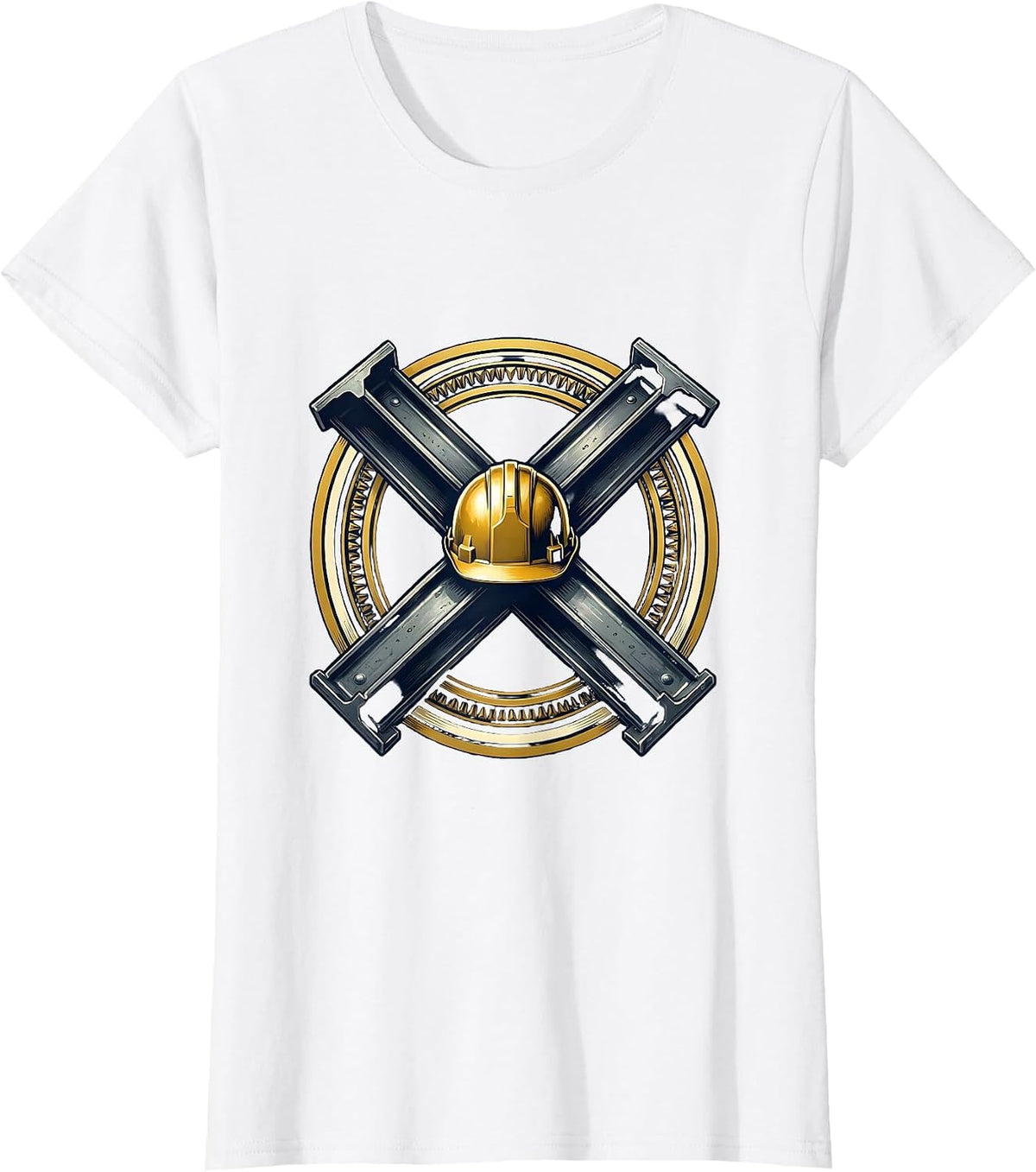 Labor Day Hardhat Crossed Steel Beams Graphic T-Shirt - White