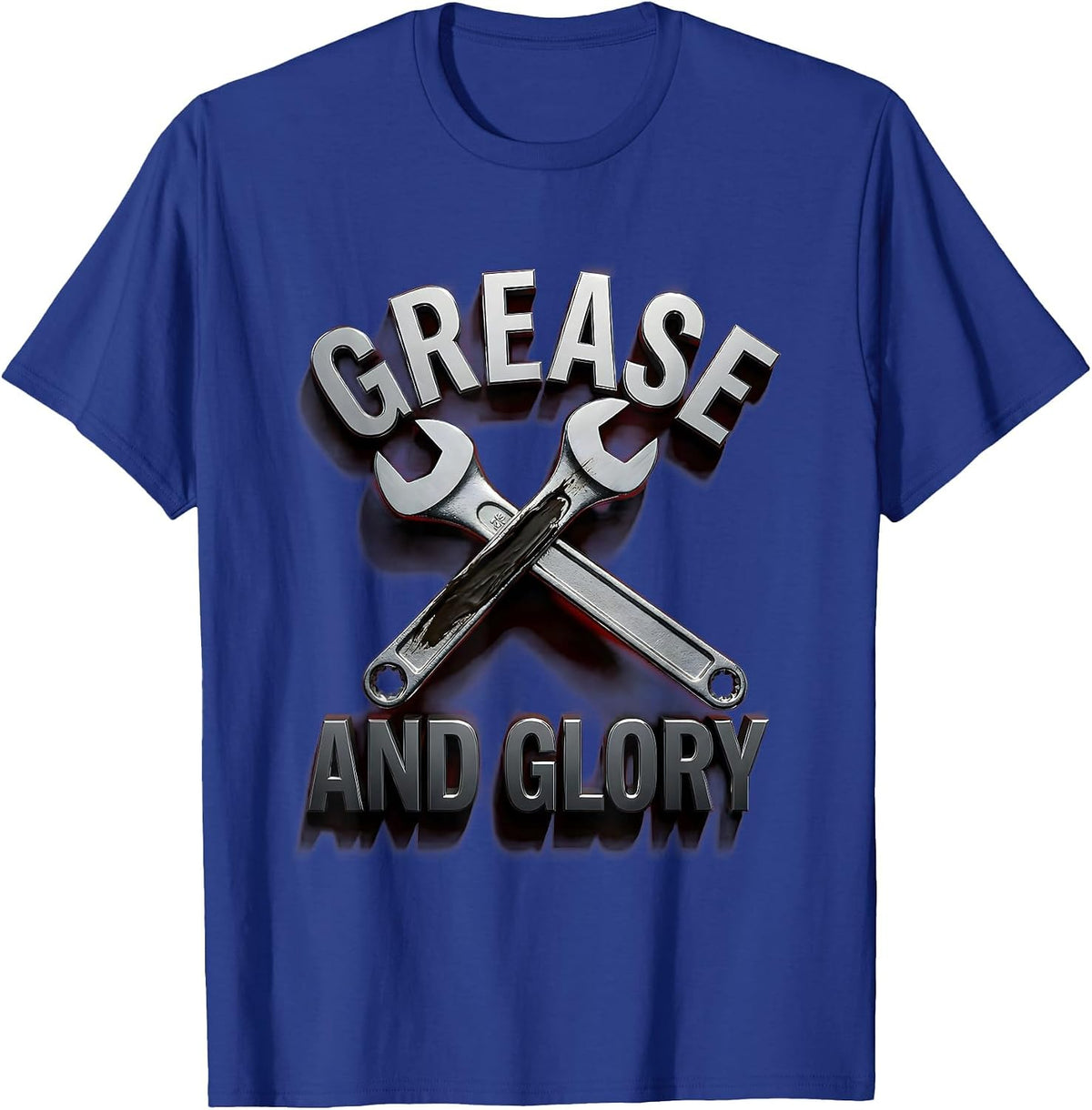 Men's Grease and Glory Blue Collar Worker Design T-Shirt - Royal Blue