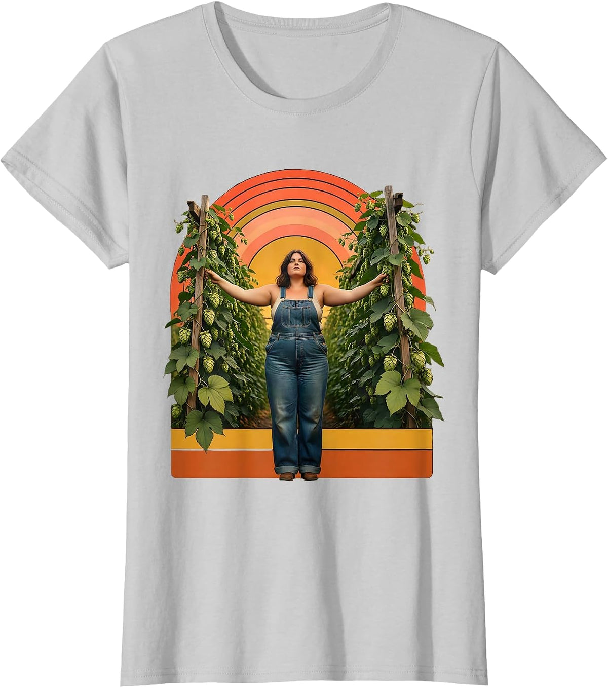 Hop Garden Grower Beer Lover Illustration T-Shirt - Silver Grey