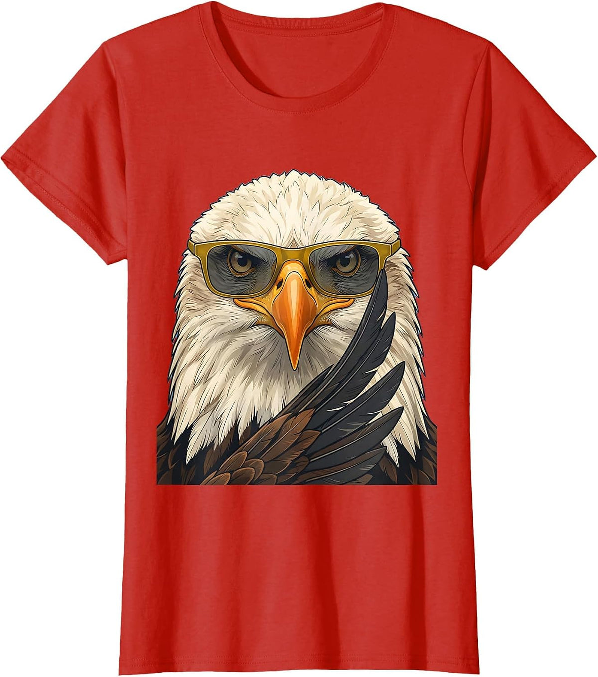 Bald Eagle Sunglasses Funny Bird Lover Casual T-Shirt - Red