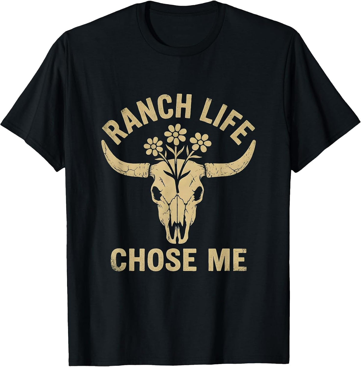 Men's Ranch Life Chose Me Cowgirl Design T-Shirt - Black