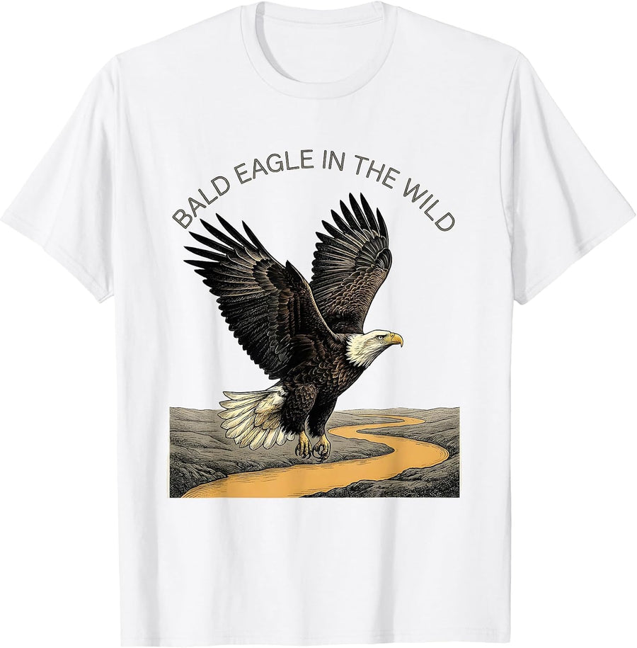 Men's Bald Eagle In The Wild Majestic Bird Of Prey Wildlife T-Shirt - White