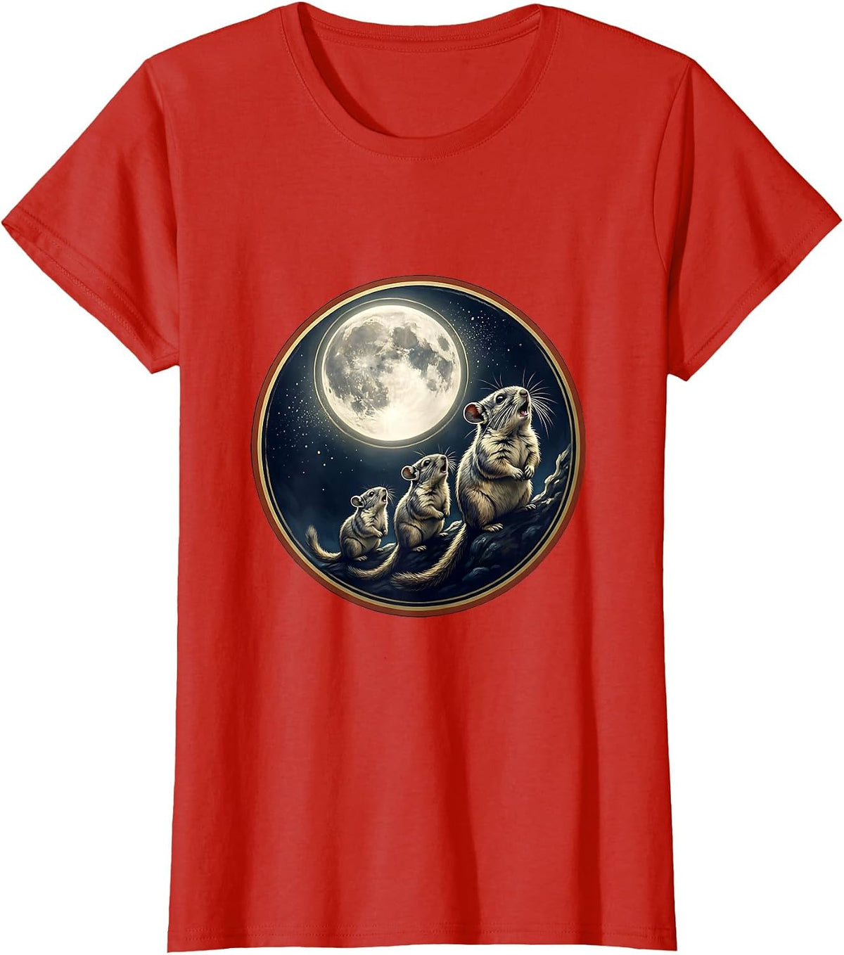 Sealed Chinchilla Moon Badge Funny Meme Parody T-Shirt - Red