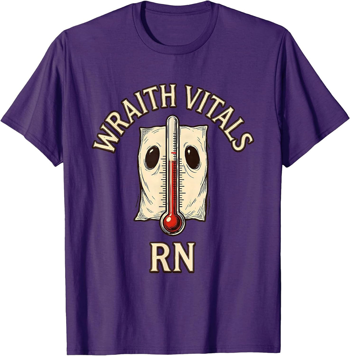 Wraith Vitals RN Vintage Halloween Nurse Medical Humor T-Shirt - Purple