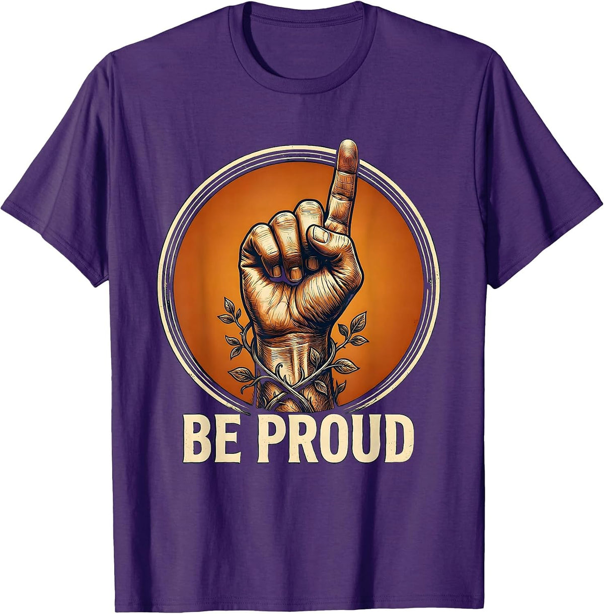 Men's Be Proud ASL Sign Language Deaf Education Teacher Kindness T-Shirt - Purple