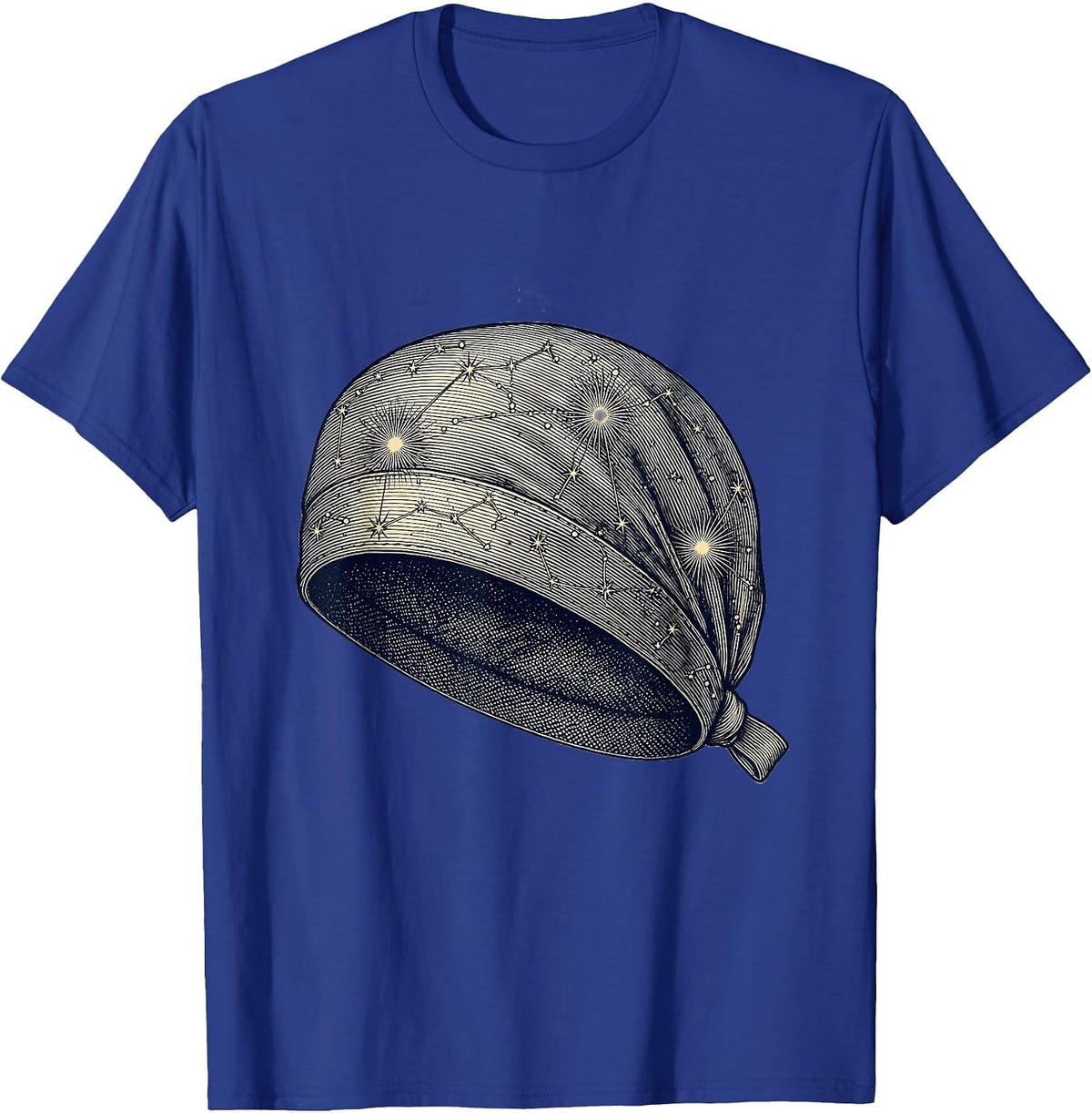 Men's Celestial Scrub Cap Nursing Constellation Art T-Shirt - Royal Blue