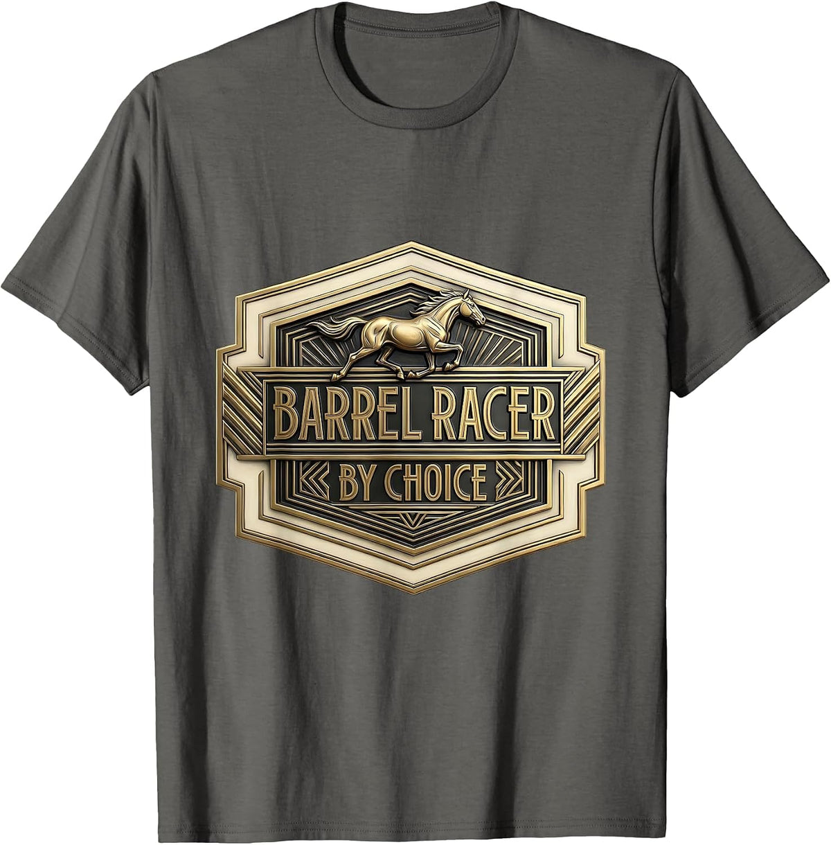 Barrel Racer By Choice Rodeo Design T-Shirt - Asphalt Grey