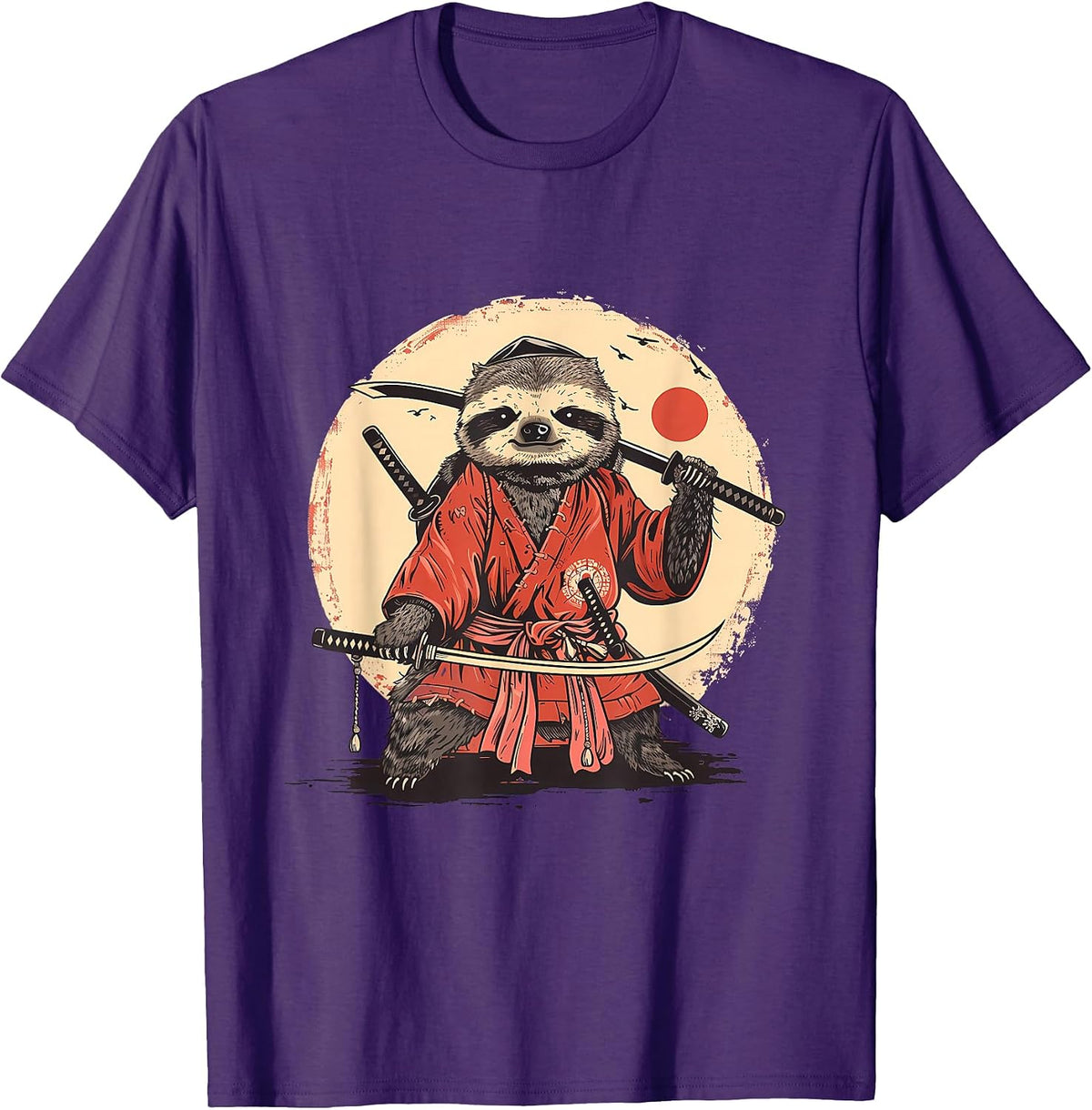 Samurai Sloth Japanese Warrior Japanese Samurai Sloth Anime T-Shirt, Men, Black, Small - As Pictured