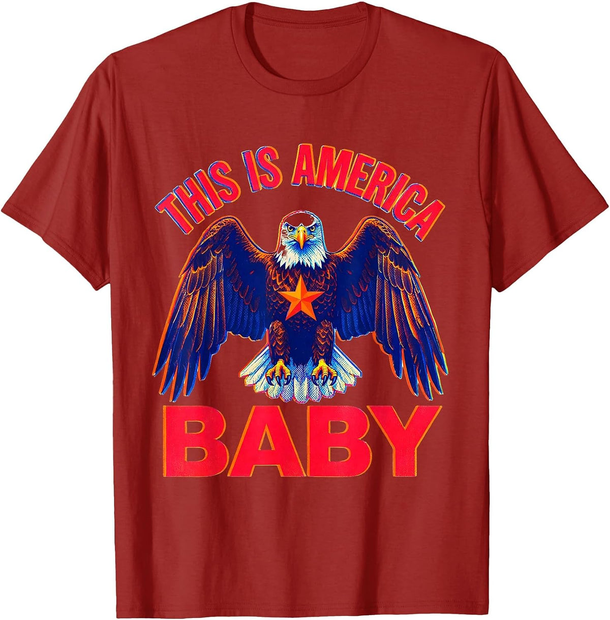 This Is America Baby Patriotic Graphic Design T-Shirt, Men, Cranberry Red, X-Large - As Pictured