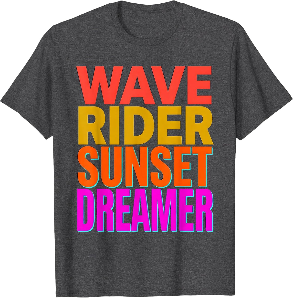 Wave Rider Sunset Dreamer Hawaiian Design T-Shirt - Dark Heather Grey