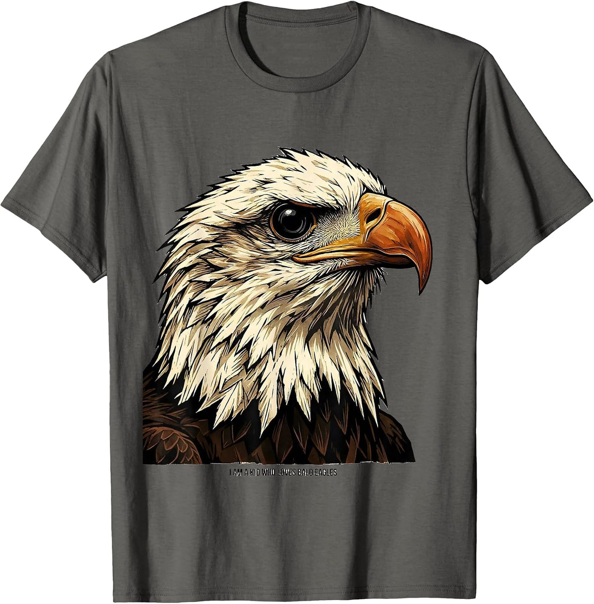 I Am A Kid Who Loves Bald Eagles Funny Eagle Lover Bird T-Shirt - Asphalt Grey