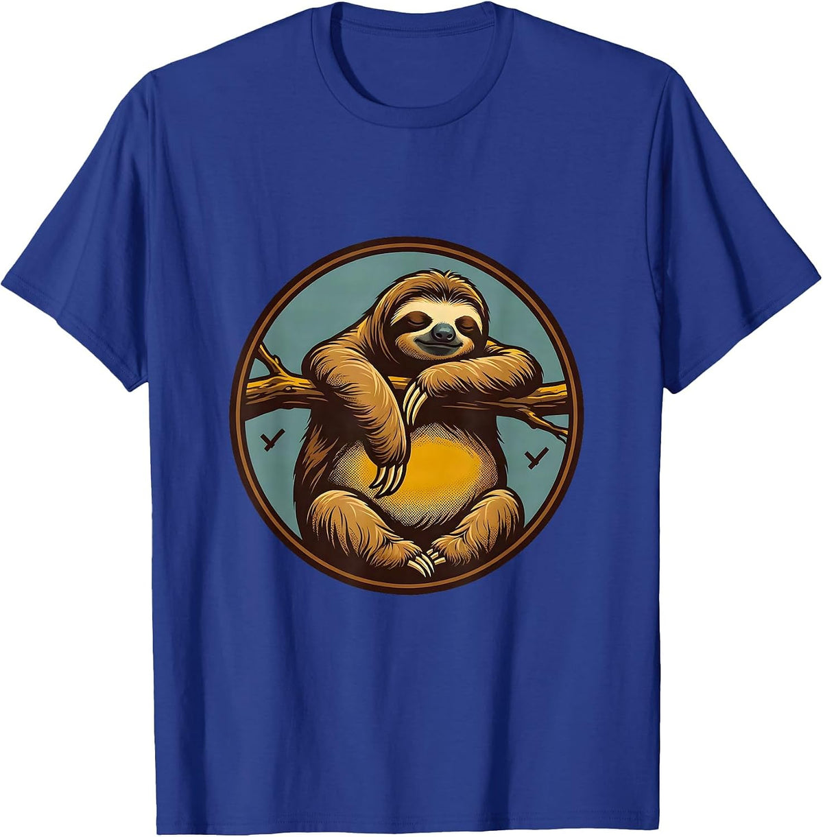 Sealed Sloth Badge Funny Lazy Humor Novelty T-Shirt - Royal Blue