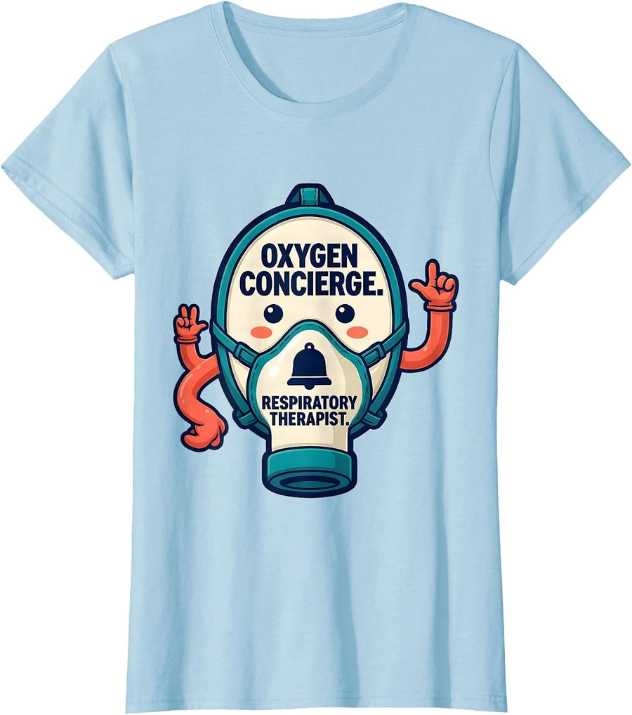 Women's Oxygen Concierge. Respiratory Therapist. RT Humor T-Shirt - Baby Blue