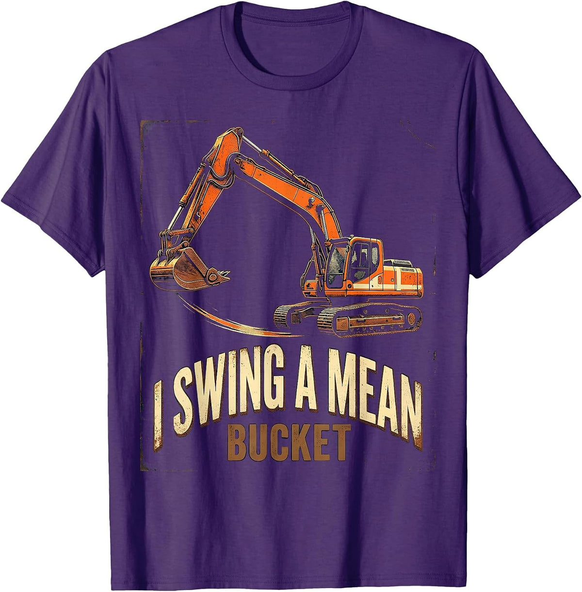 I Swing A Mean Bucket Vintage Construction Worker T-Shirt - Purple