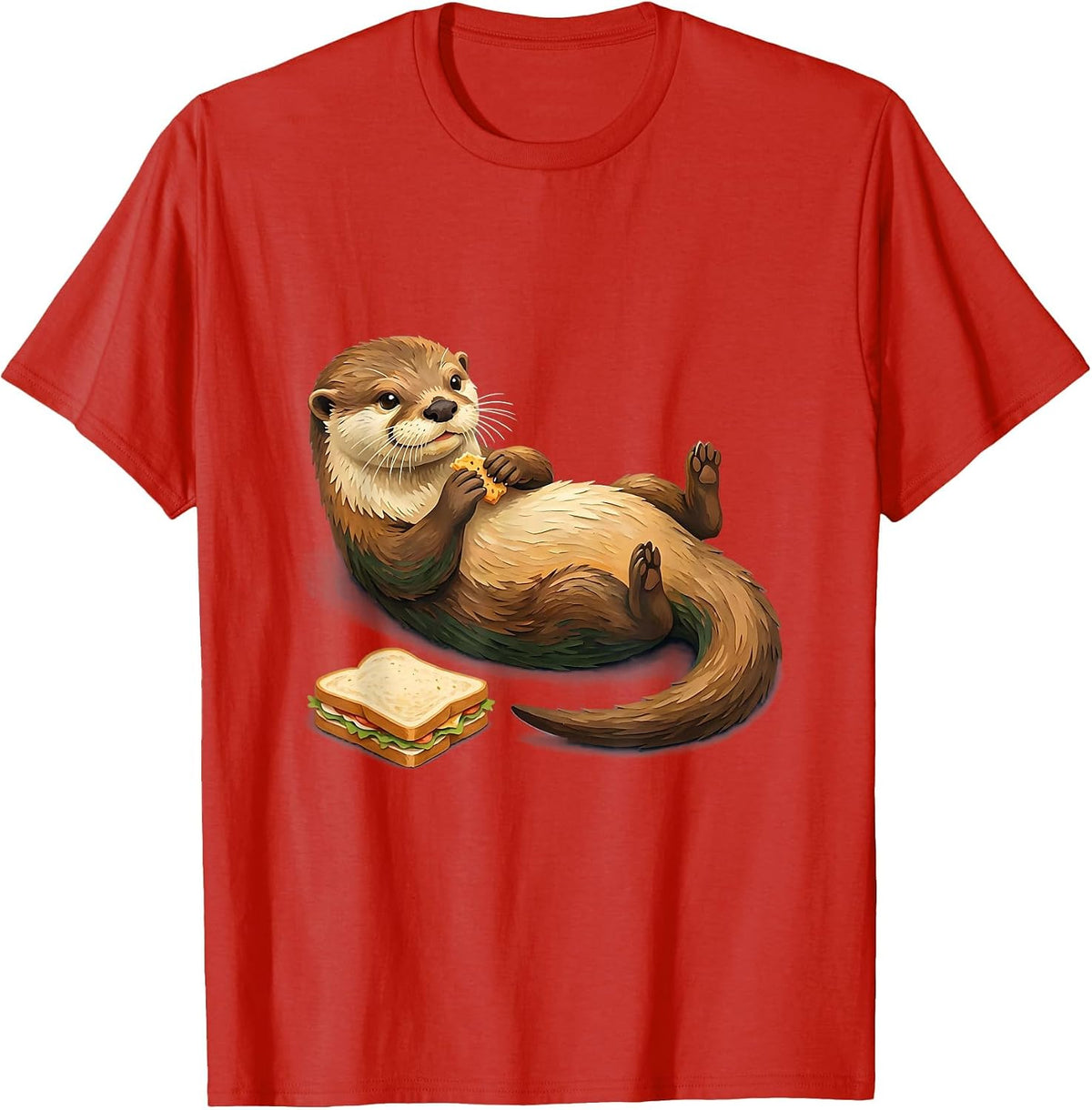 Otter Snack Time Storybook Humor Otter Lover Gift T-Shirt - Red
