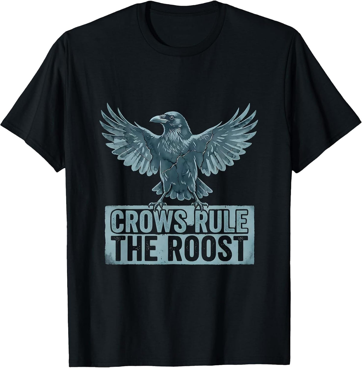 Men's Crows Rule the Roost Bold Bird Graphic Design T-Shirt - Black