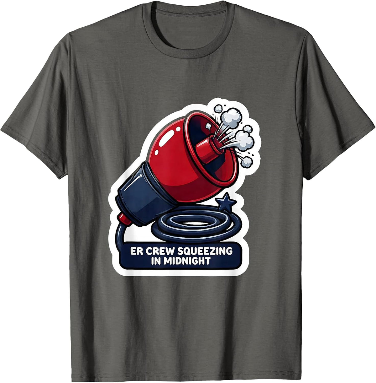 ER Crew Squeezing In Midnight Funny Nurse Crew New Years Eve T-Shirt - Asphalt Grey