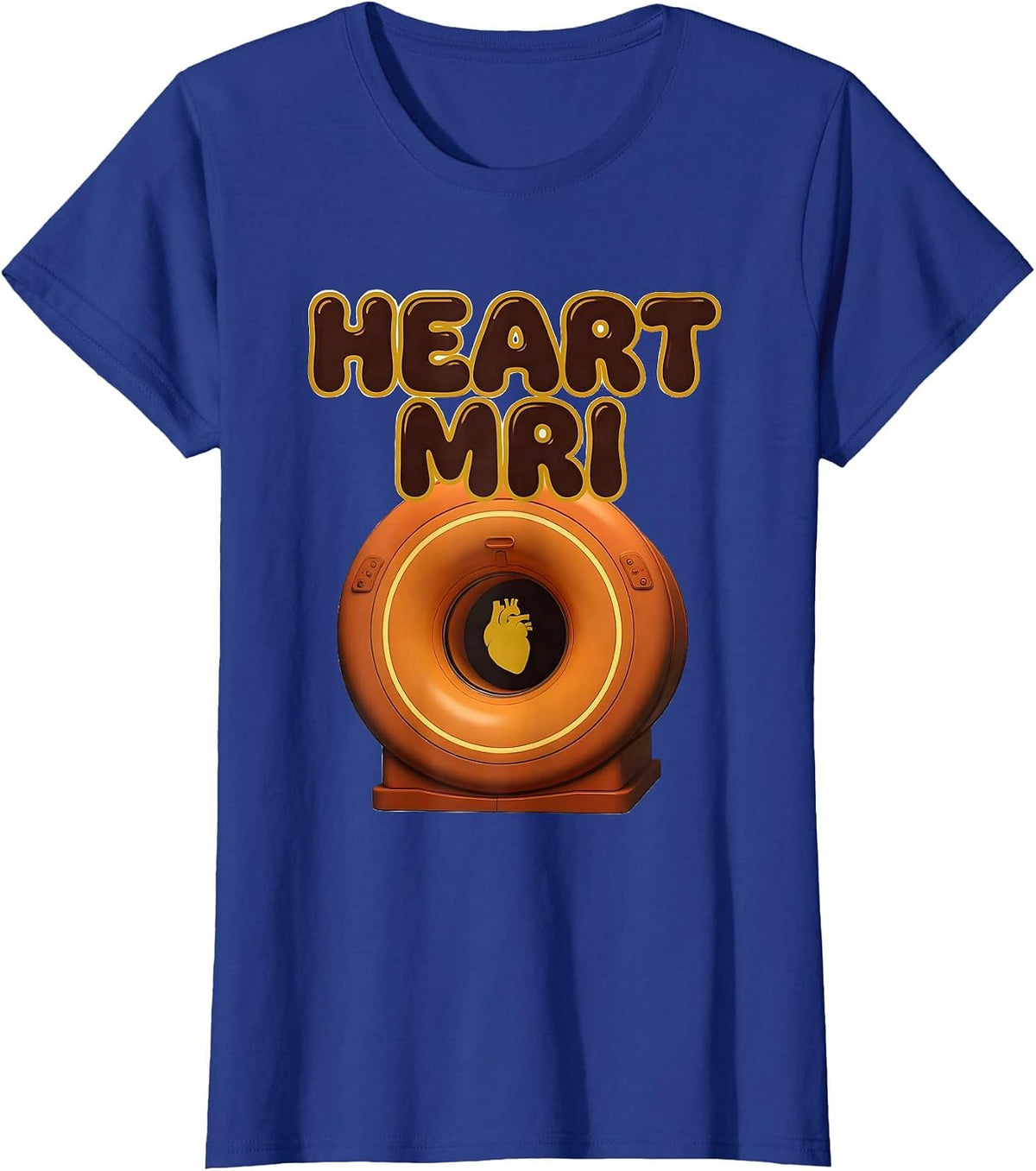 Women's Heart MRI Retro 70s Radiology Tech Valentine Skeleton Humor T-Shirt - Royal Blue
