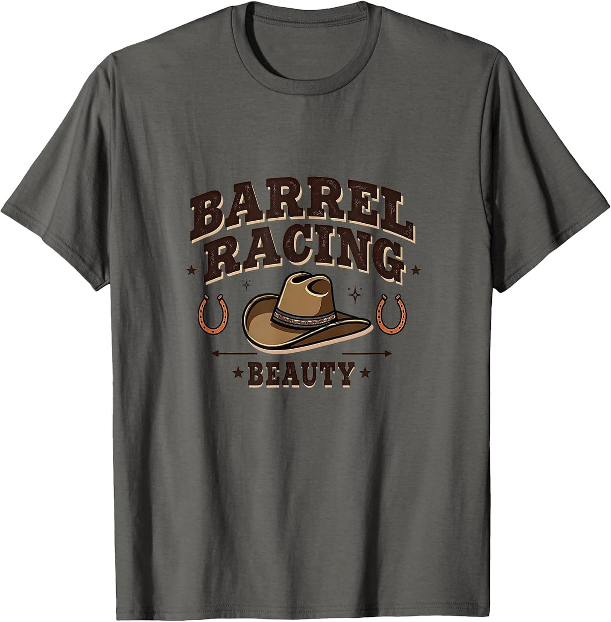 Barrel Racing Beauty Western Rodeo Design T-Shirt - Asphalt Grey