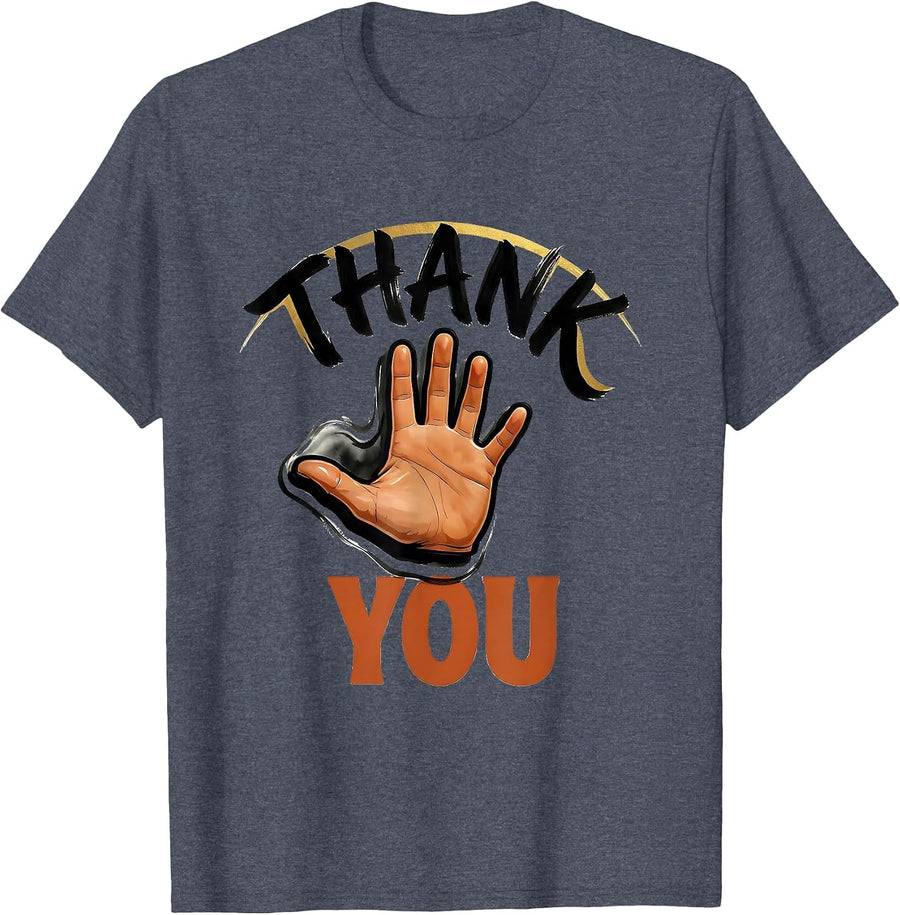 Thank You Sign Language Teacher Deaf Awareness ASL T-Shirt - Heather Blue