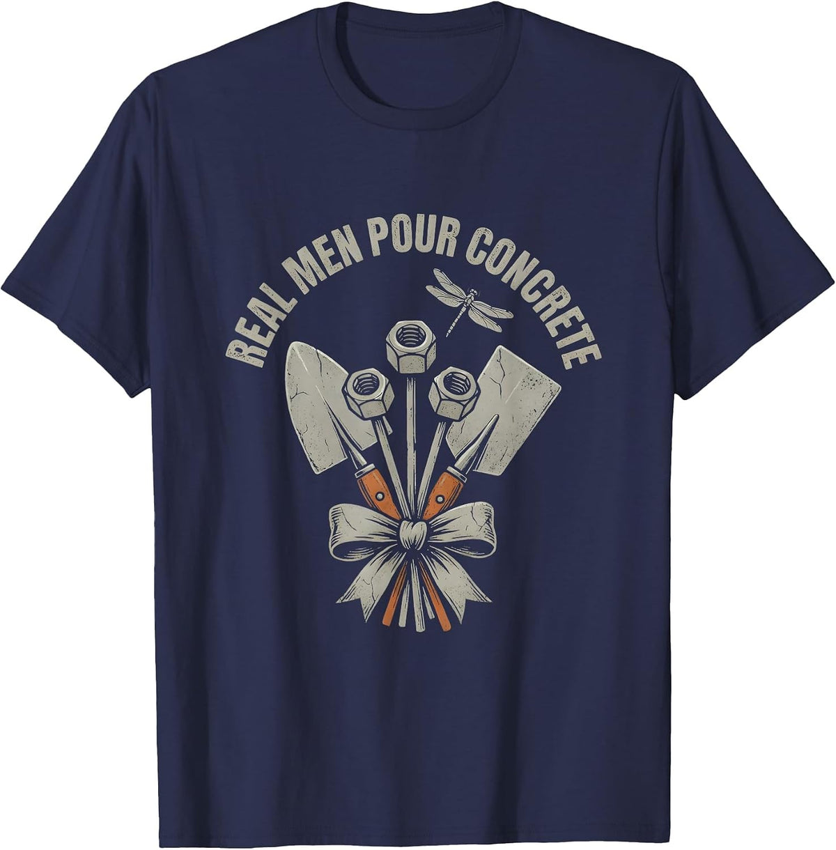 Real Men Pour Concrete Blue Collar Pride Design T-Shirt - Navy Blue