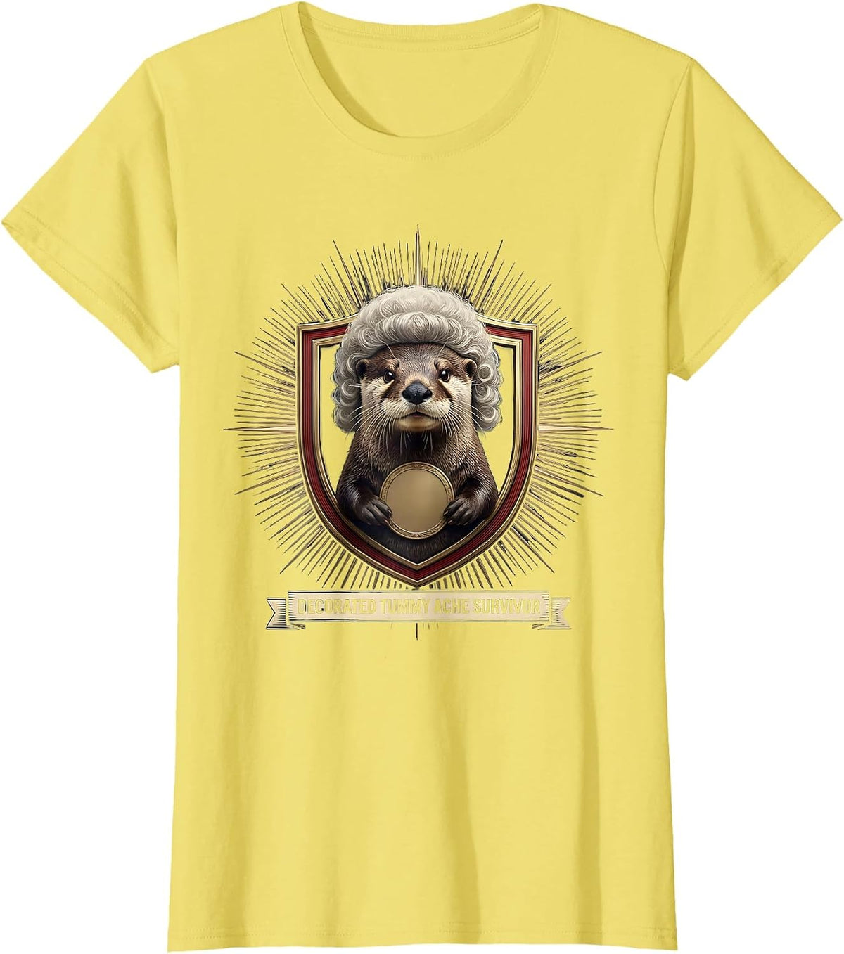 Decorated Tummy Ache Survivor Funny Animal Meme Humor T-Shirt - Lemon Yellow