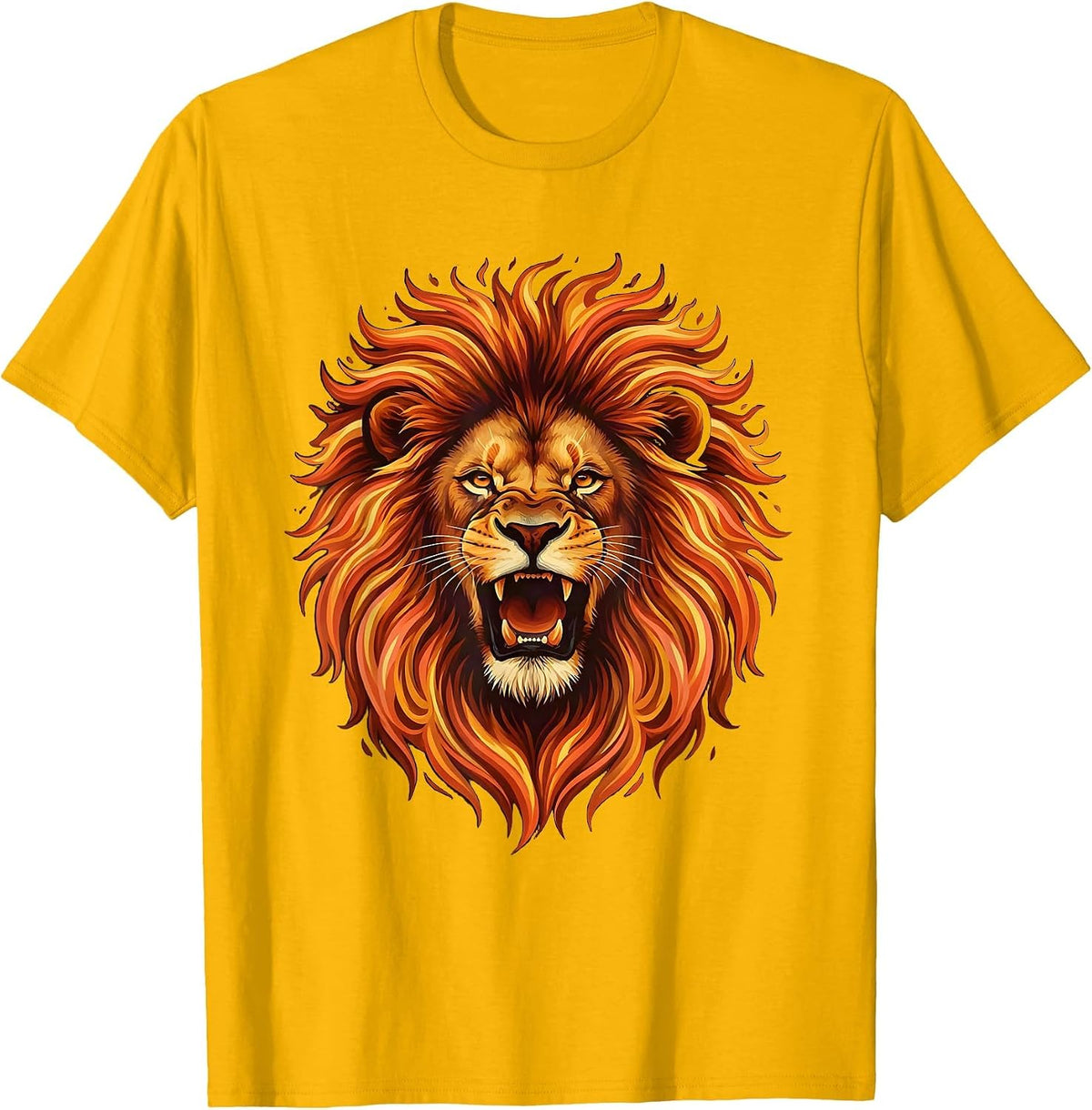 21st Birthday Flaming Lion Roaring Graphic T-Shirt - Golden Yellow