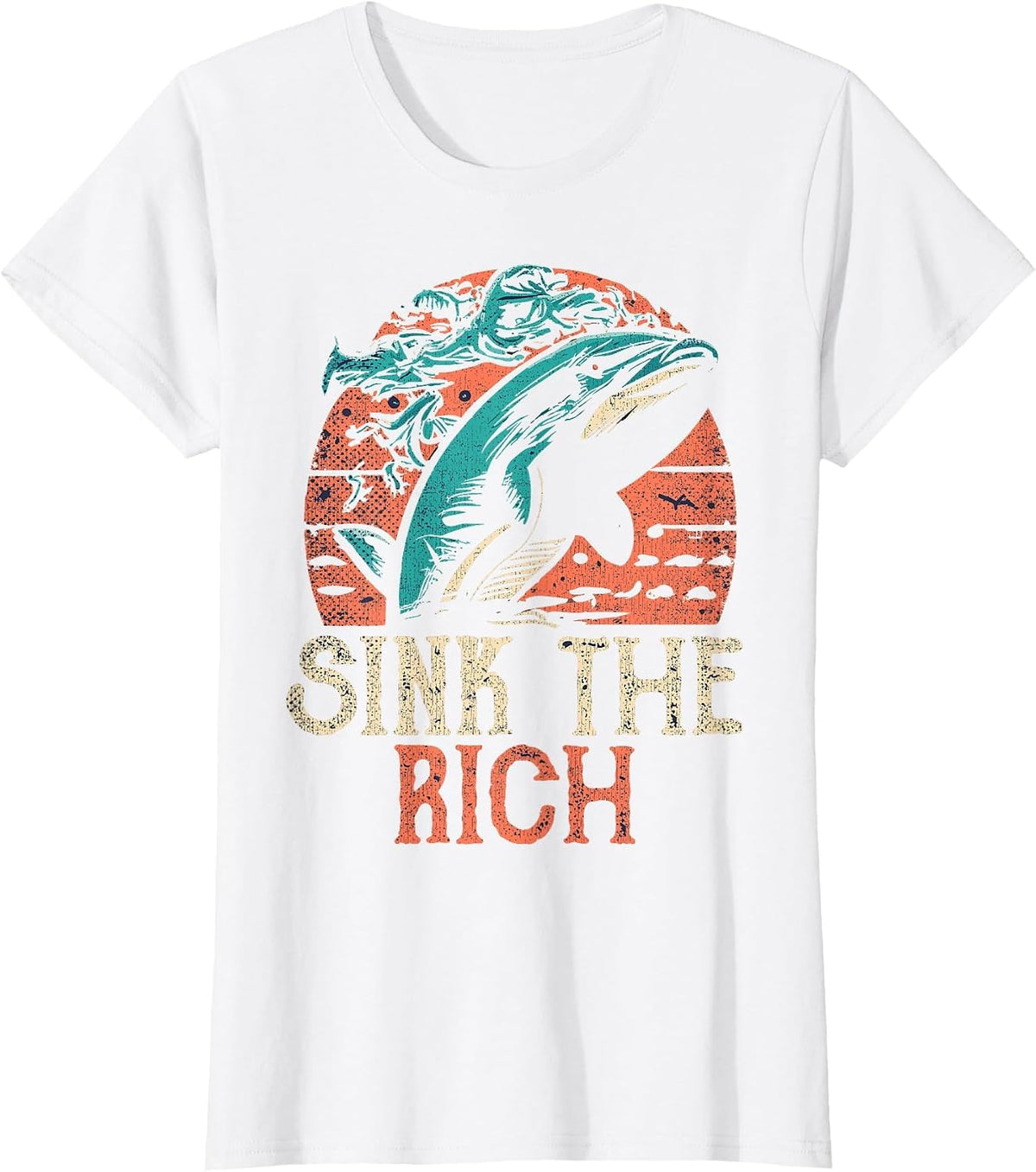 Sink The Rich Orca Killer Whales Against Billionaires T-Shirt - White