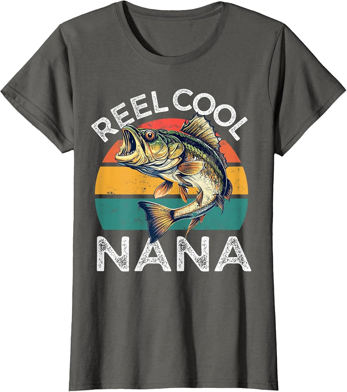 Fishing Reel Cool Nana Mothers Day Funny Bass Mom T-Shirt - Asphalt Grey
