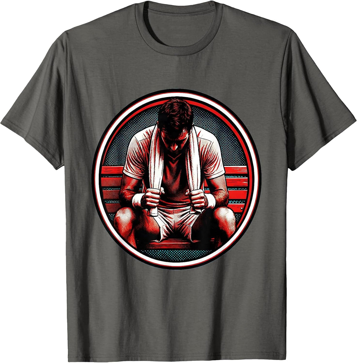 Tennis Player Toweling Off Courtside Graphic T-Shirt - Asphalt Grey