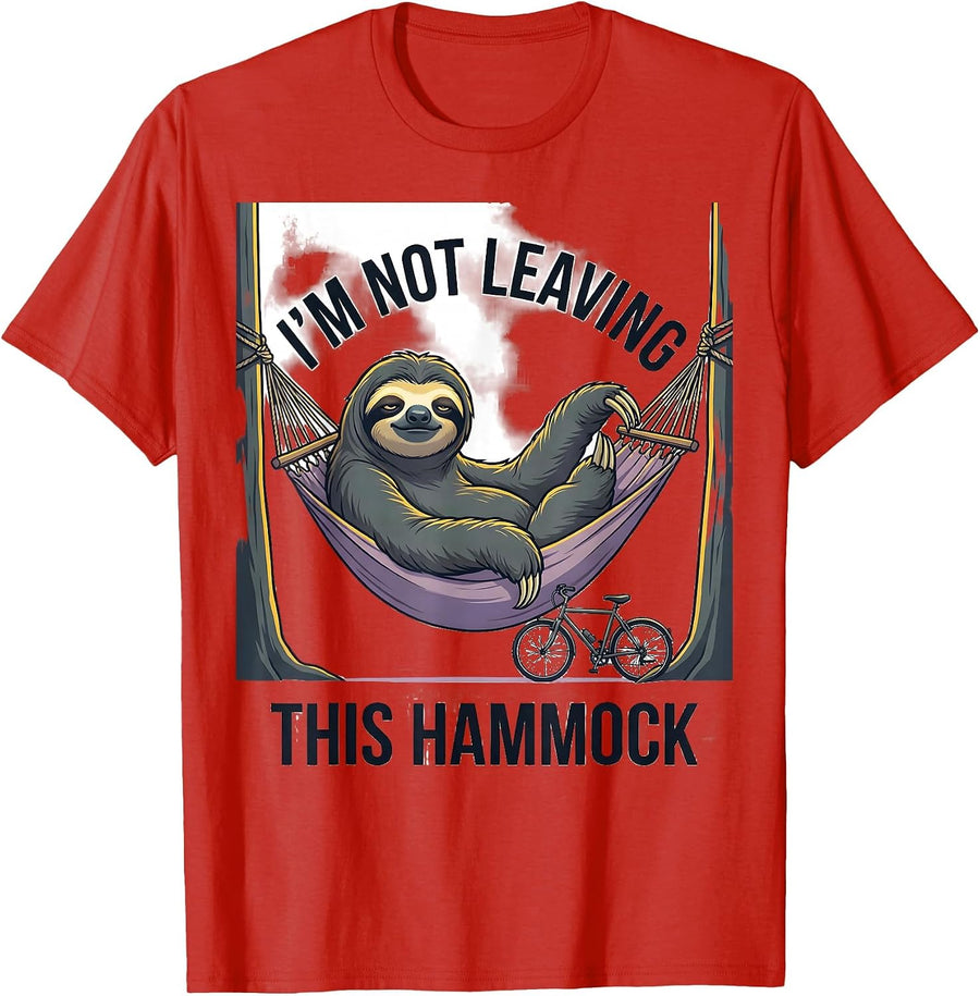Men's I'm Not Leaving This Hammock Funny Sloth Lover Lazy Humor T-Shirt - Red