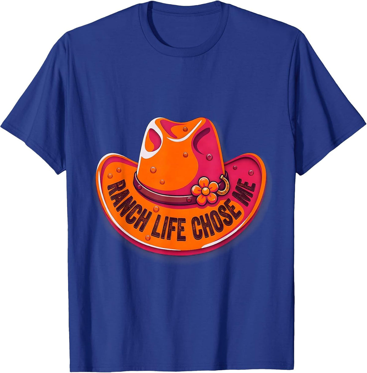 Men's Ranch Life Chose Me Cowboy Western Design T-Shirt - Royal Blue