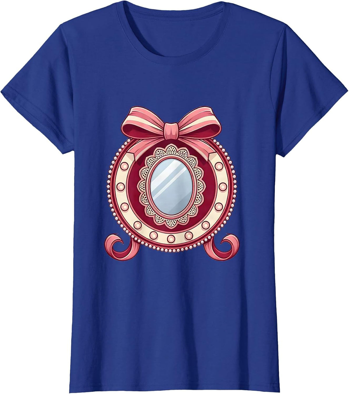Women's Gigi Vanity Mirror Glowing Lightbulbs Illustration T-Shirt - Royal Blue