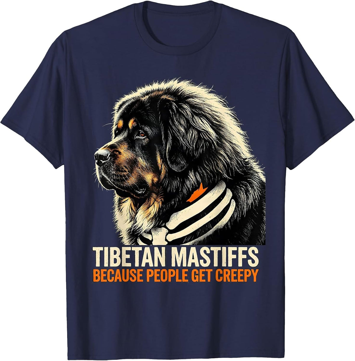 Tibetan Mastiffs, because people get creepy Halloween T-Shirt - Navy Blue