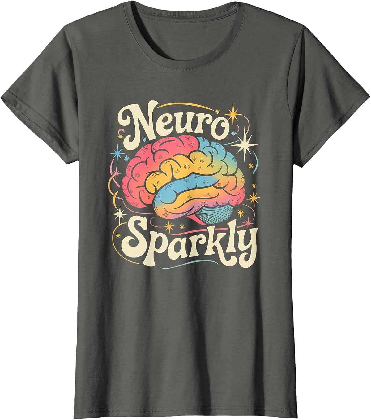 Neuro Sparkly Autism Awareness Neurosparkly Neurodiversity T-Shirt - Asphalt Grey
