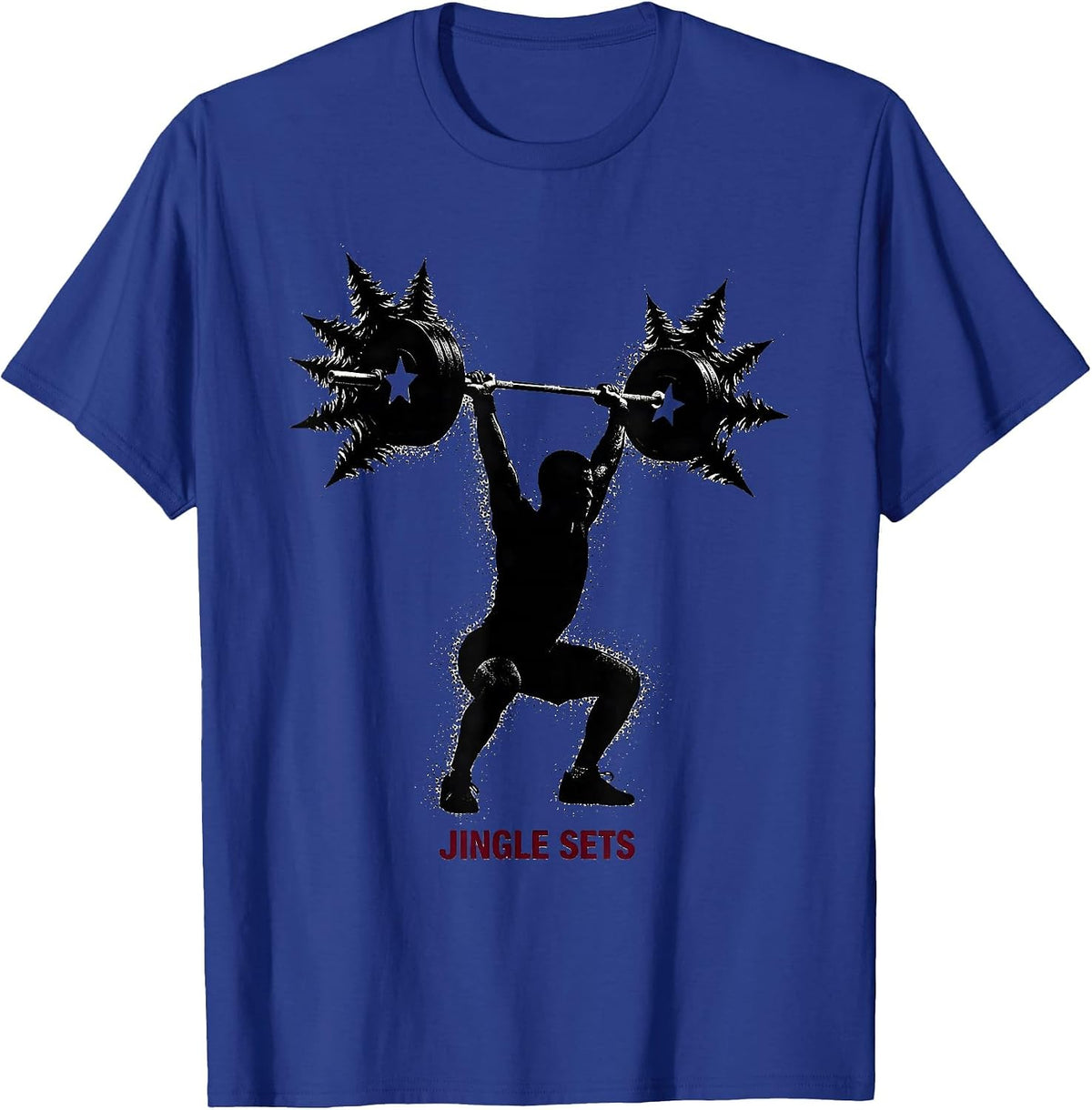 Jingle Sets Blackwork Dotwork Christmas Weightlifting Gym T-Shirt - Royal Blue