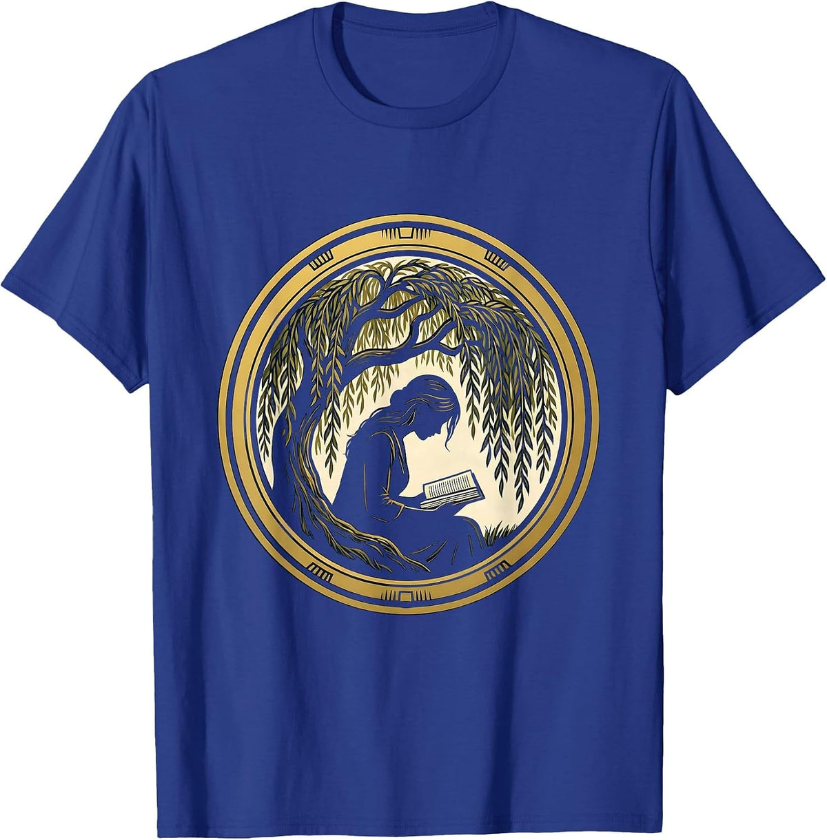Gigi Reading Under a Weeping Willow Tree T-Shirt - Royal Blue