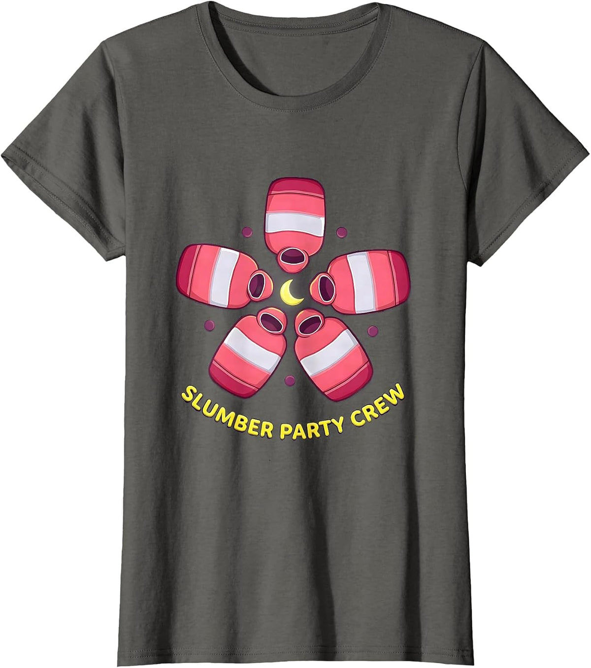 Women's Slumber Party Crew Gummy Jelly Pop Matching Group Gift T-Shirt - Asphalt Grey