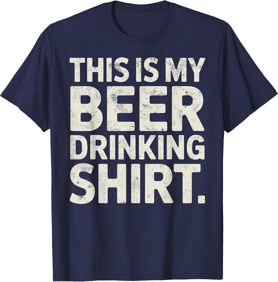 This is My Beer Drinking Shirt Tee Drinking Party Joke T-Shirt - Navy Blue