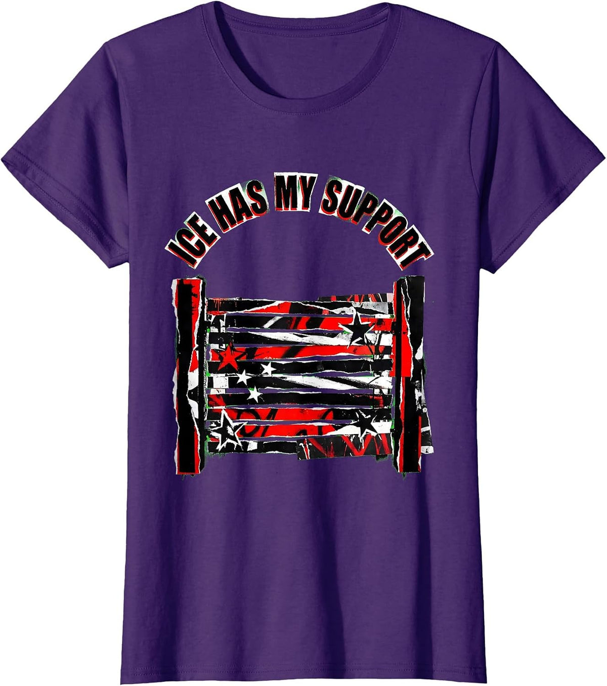 Women's ICE Has My Support Punk Metal Political Debate T-Shirt - Purple