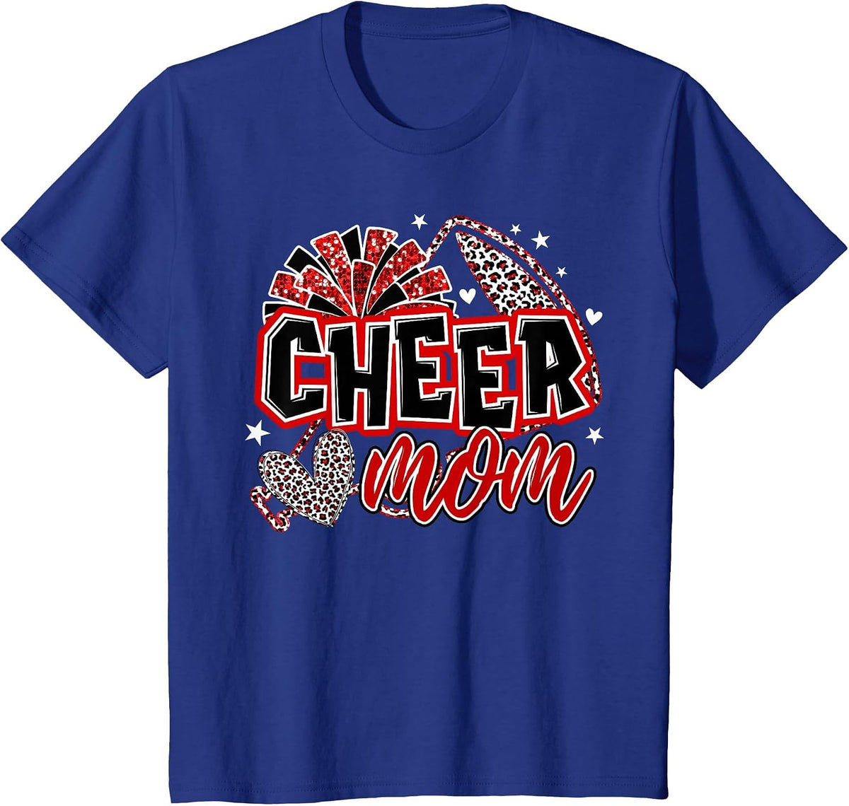 Cheer Mom Red Cheerleader Game Day Cheer Mama Football T-Shirt - Royal Blue