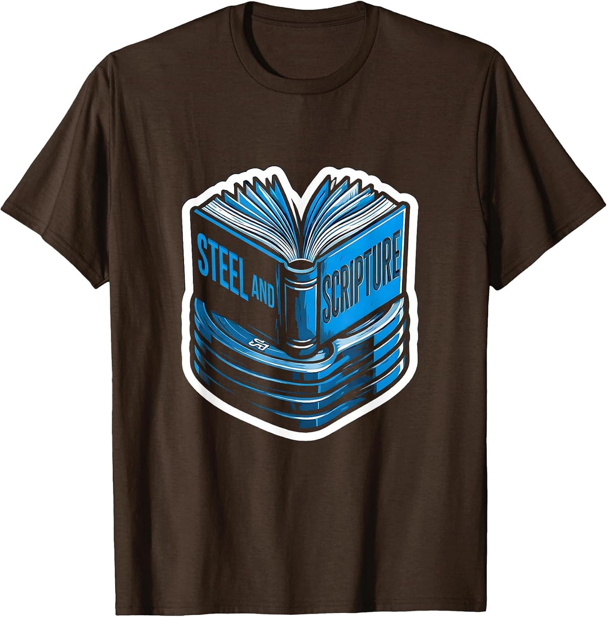Steel And Scripture Faith Fitness Christian Gym Workout T-Shirt - Brown