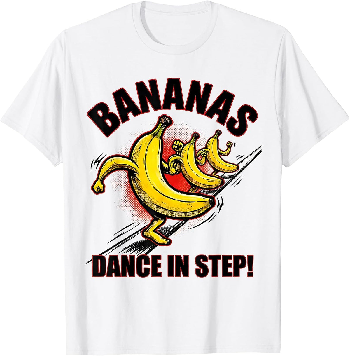 Men's Bananas, Dance In Step! Comic Book Banana Lover Humor T-Shirt - White