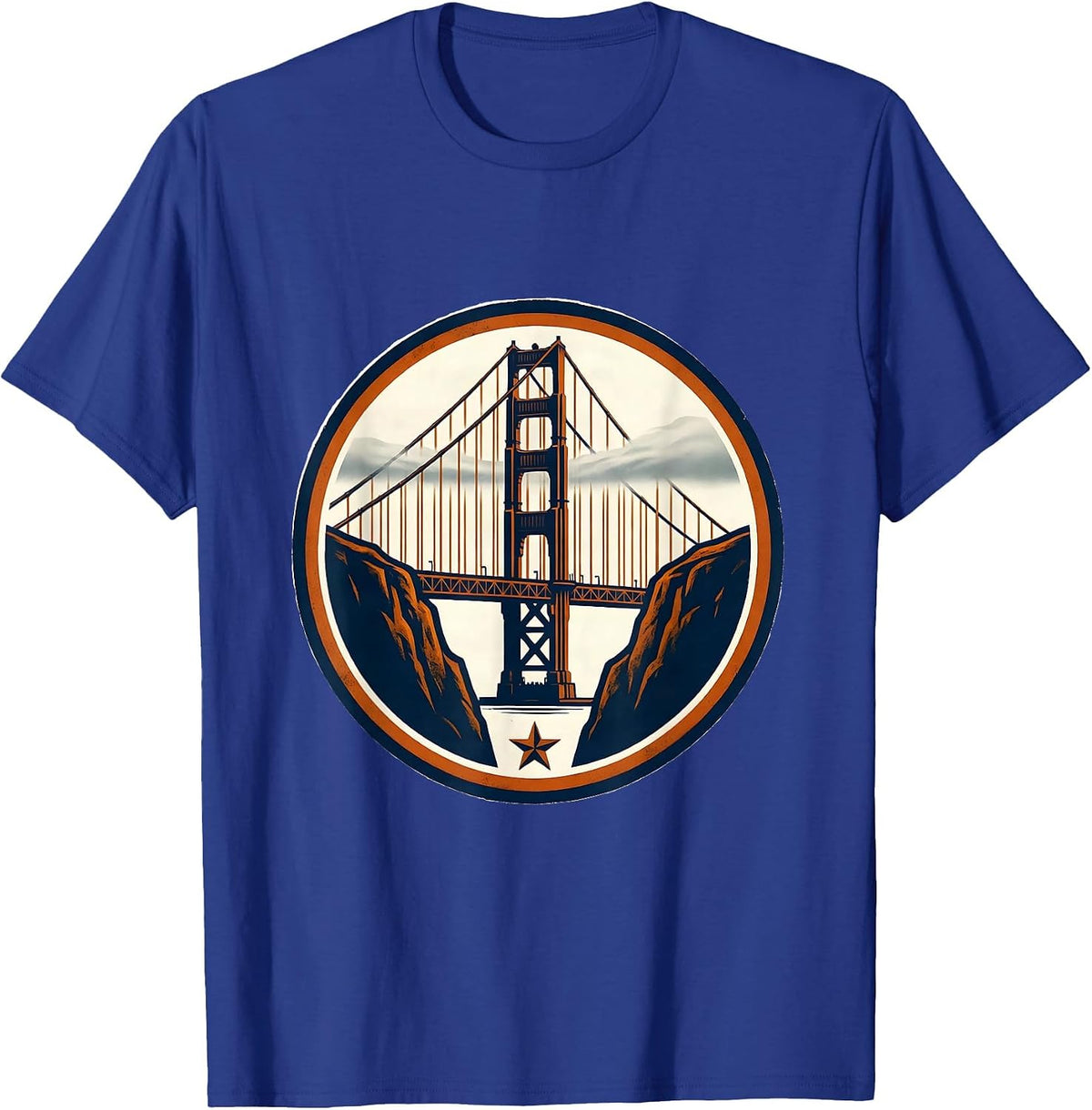 Golden Gate Bridge Vintage Coastal Surf Retro T-Shirt - Royal Blue