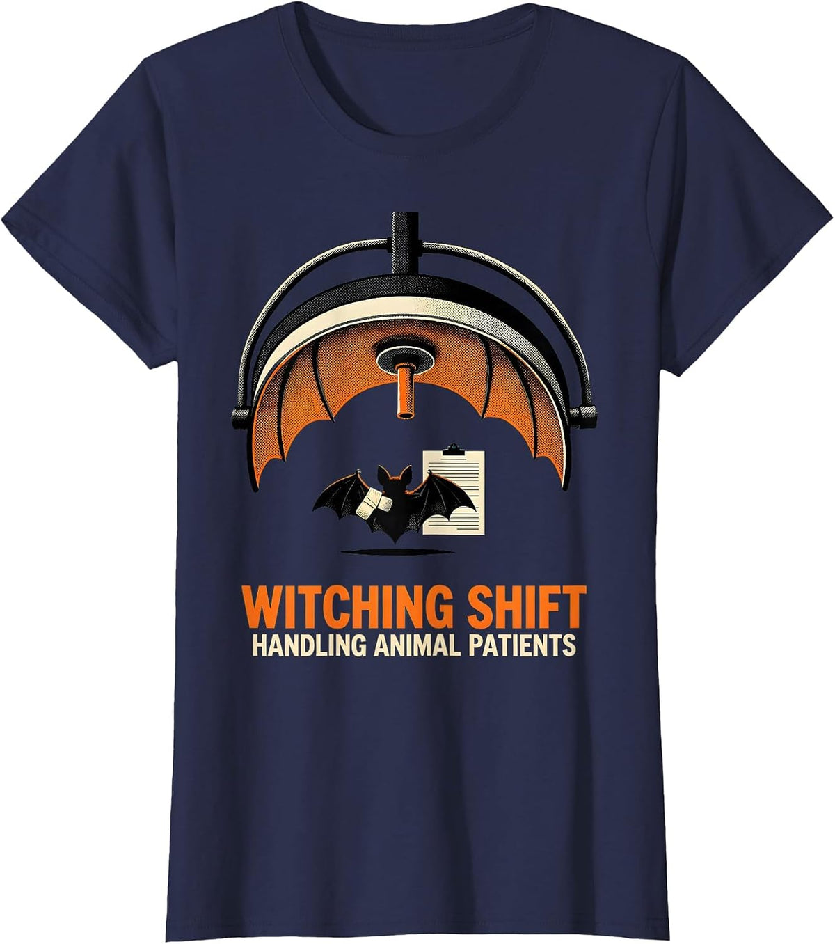 Women's Witching Shift, Handling Animal Patients Vet Tech T-Shirt - Navy Blue
